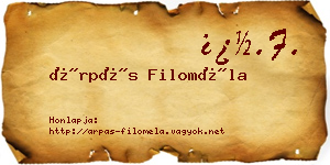 Árpás Filoméla névjegykártya